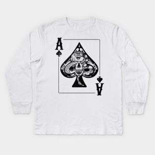 Skull and Snake Ace of Spades Poker fan gift Kids Long Sleeve T-Shirt